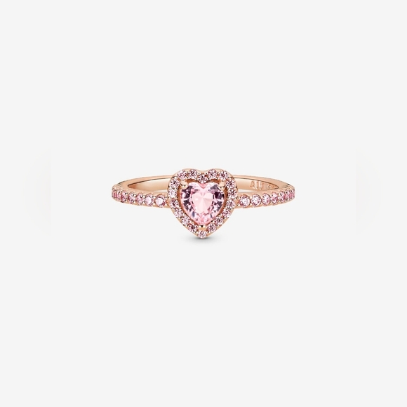 Pandora Sparkling Elevated Heart Ring – Rose Gold – Pink CZ – Size 8 - Picture 1 of 4